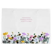 花嫁のワイルドフラワーの芝生ホワイトありがとう大規模 ラージペーパーバッグ (裏面)