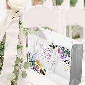 花嫁のワイルドフラワーの芝生ホワイトありがとう大規模 ラージペーパーバッグ