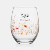 花嫁のワイルドフラワーベージュピンク ステムなしワイングラス (裏面)