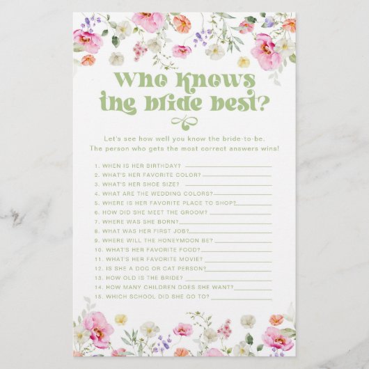 花嫁のワイルドフラワー最高ののブライダルのゲームを知っている (正面)