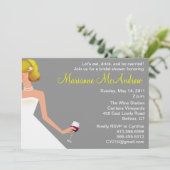 花嫁のワインの招待の銀のブロンドの女性の真珠 招待状 (スタンド正面)