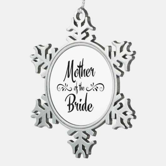 花嫁のヴィンテージのスタイルの母 スノーフレークピューターオーナメント (右)