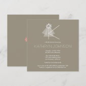 花嫁のヴェール ダイジー 花 モノグラム  ブライダルシャワー 招待状 (正面/裏面)