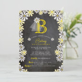 花嫁のヴェール モノグラム 黒板 ブライダルシャワー 招待状 (スタンド正面)