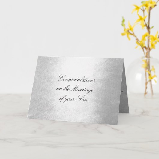 花嫁の両親おめでとうシルバーグラム カード (黄色い花)