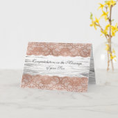花嫁の両親おめでとうピンクローズ金ゴールド カード (黄色い花)