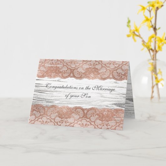 花嫁の両親おめでとうピンクローズ金ゴールド カード (黄色い花)