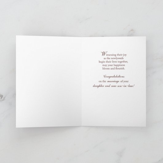 花嫁の両親へのお祝い ピンクのデイジー カード (内部)