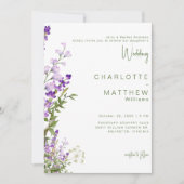 花嫁の両親ラベンダーフォト結婚ズ 招待状 (正面)