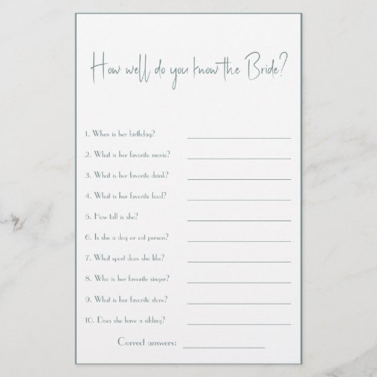 花嫁の事は知ってる？シャワーゲームフライヤー チラシ (正面)