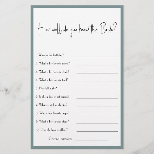 花嫁の事は知ってる?シャワーゲームフライヤー チラシ (正面)