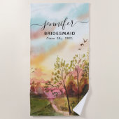 花嫁の介添え人へのギフト - 名誉ある介添え人のための名入れ ビーチタオル (正面)