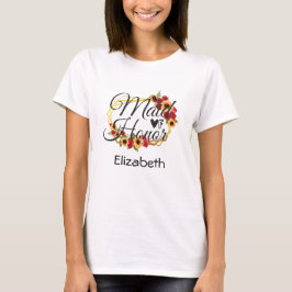 花嫁の介添え人へのギフト 向日葵とバラの花束 Tシャツ