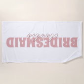 花嫁の介添え人カスタム名ガーリー ホワイトとピーチ ビーチタオル (正面)