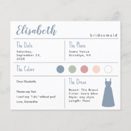 花嫁の介添え人情報カード（ダスティーブルーのドレス）