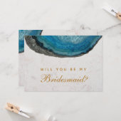 花嫁の介添え人提案 ブルージオードアゲート大理石 カード (正面/裏面インサイチュ)