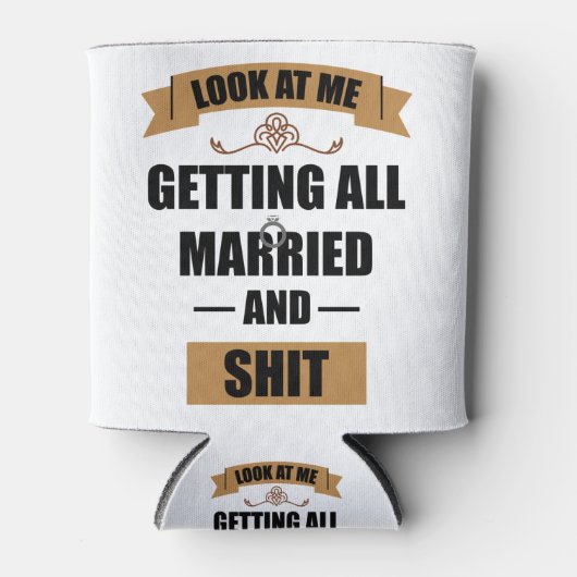花嫁の介添え人用Tシャツ 酔っ払い独身最後の夜 結婚式 缶クーラー (正面)