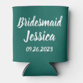 花嫁の介添え人 エメラルドグリーン エレガント スクリプト 結婚式 缶クーラー (正面)