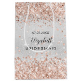 花嫁の介添え人 シルバー ローズゴールド 名前 ミディアムペーパーバッグ (正面)