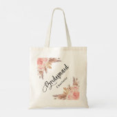 花嫁の介添え人 パンパス草 ローズゴールド フラワーのウェディング トートバッグ (裏面)