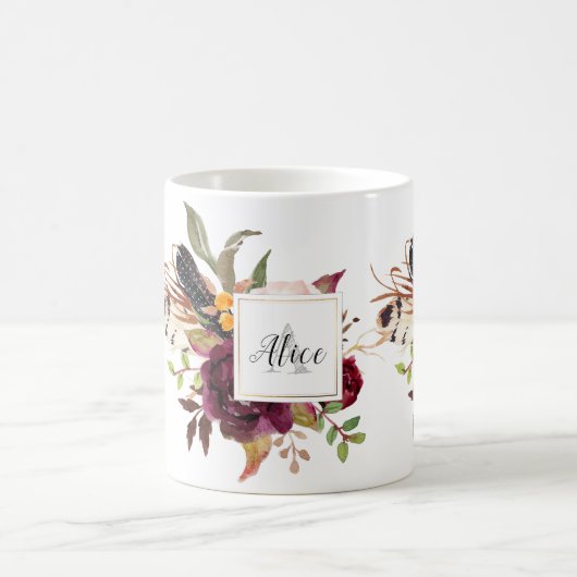 花嫁の介添え人 モノグラム 水彩花 マースラ コーヒーマグカップ (中央)