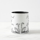 花嫁の介添え 黒と白のワイルドフラワー マグカップ (中央)