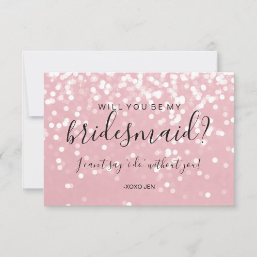 花嫁の付き人カード - キラキラピンク 招待状 (正面)