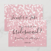 花嫁の付き人カード - キラキラピンク 招待状 (正面/裏面)