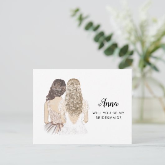 花嫁の付き添いのプロポーズカードになってくれませんか？ ポストカード (スタンド正面)