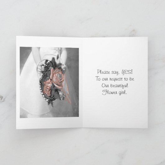 花嫁の付随のフラワー・ガールの要求挨拶状 招待状 (内部)