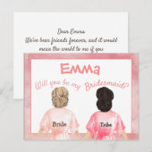 花嫁の仲間にお願いします/後ろから見た女の子のワンピース/ピーチ インビテーションポストカード (正面/裏面)