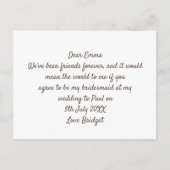 花嫁の仲間になってくれる?/ローブを着た女の子の後ろ姿/ピンク インビテーションポストカード (裏面)