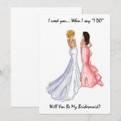 花嫁の仲間になってカード- ブロンド- ブラウン 招待状 (正面/裏面)