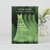 花嫁の仲間のためのランチ会またはブランチ 緑のドレス V03 招待状 (スタンド正面)