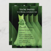 花嫁の仲間のためのランチ会またはブランチ 緑のドレス V03 招待状 (正面/裏面)