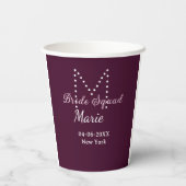 花嫁の仲間 ネーム モノグラム ブライズメイド Mauve 紙コップ (裏面)
