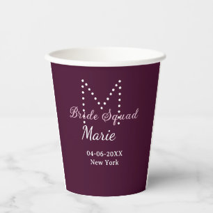 花嫁の仲間 ネーム モノグラム ブライズメイド Mauve 紙コップ