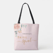 花嫁の仲間 ローズゴールドの花 ユーカリ ピンク トートバッグ (裏面)