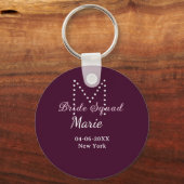 花嫁の仲間 名前 モノグラム ドット ブライズメイド Mauve キーホルダー (正面)