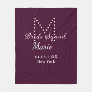 花嫁の仲間 名前 モノグラム ドット ブライズメイド Mauve フリースブランケット