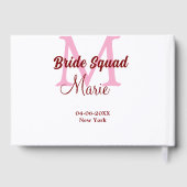 花嫁の仲間 名前 モノグラム ブライズメイド ピンク 日付 ゲストブック (裏面)
