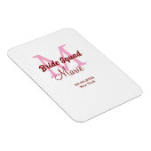 花嫁の仲間 名前 モノグラム ブライズメイド ピンク 日付 マグネット (右側)