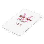 花嫁の仲間 名前 モノグラム ブライズメイド ピンク 日付 マグネット (左側)