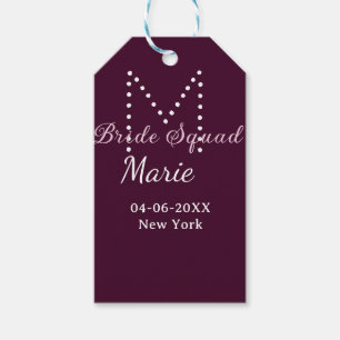 花嫁の仲間 名前 モノグラム ブライズメイド Mauve ギフトタグ