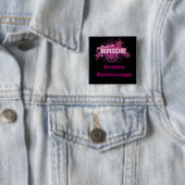 花嫁の側近の正方形Pin (黒及びピンク) 缶バッジ (インサイチュ)