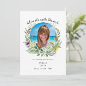 花嫁の写真が歩く前に彼女はブライダルシャワーインビタ 招待状 (スタンド正面)