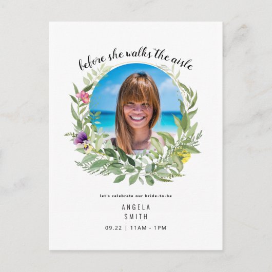 花嫁の写真Before Shes Walksブライダルシャワー ポストカード (正面)