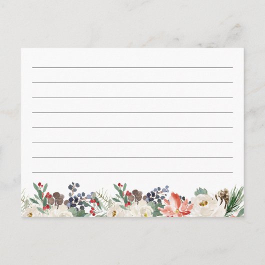 花嫁の冬のレシピカード素朴フローラ ポストカード (裏面)