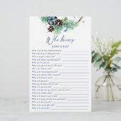 花嫁の冬の最高のブライダルシャワーゲームを知っている 便箋 (スタンド正面)