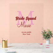 花嫁の分隊の名前モノグラム花嫁メイドピンクの日付 アクリルサイン (ウェディング)